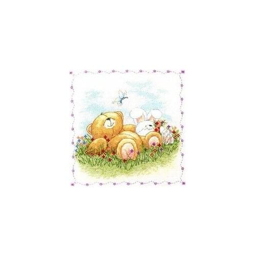 Top Bonnie Rabbit - Birthday cross stitch kit Animal cotton thread Love lock canvas stitching embroidery bear Andrew and rabbit
