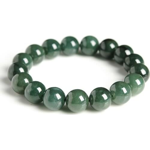 Genuine natural glutinous jade beads round bracelet Myanmar jade beads hand A goods jade beads bracelet