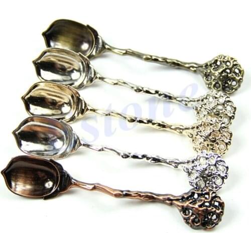 Wholesale 5pcs/lot Mini Retro Vintage Acorn Carved Emboss Coffee Ice cream Scoop Spoon Flatware