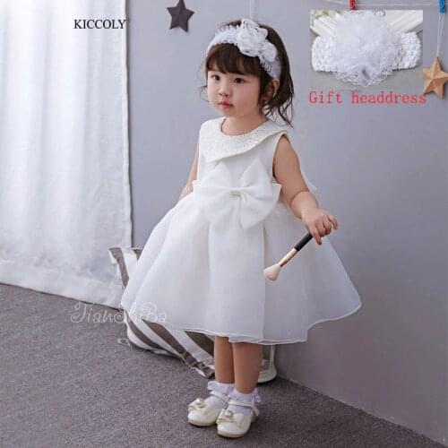 Baby girl dress Christening Gown 1 year birthday dress white wedding dress Baptism cute roupas bebe vestido infantil para festa
