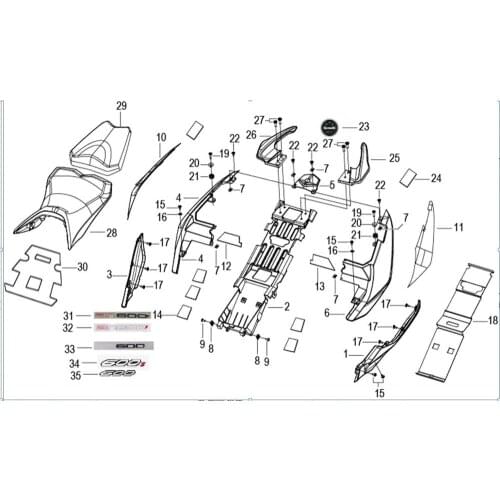 Frame cover parts seats rear hand bar battery case page of Benelli BJ600GS BJ600GS-A