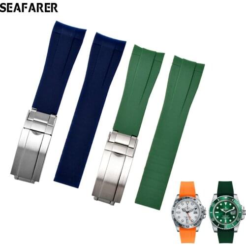 Mens Rubber Strap 20mm 21mm Folding Buckle WatchBand Accessories For Rolex GMT Ghost King Ancon Waterproof Silicone Band Women