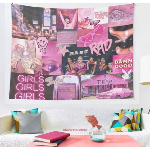 Pink vibe tapestry Blanket Tapestry Bedroom Bedspread Decoration