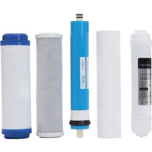 EAS-5Pcs 5 Stage Ro Reverse Osmosis Filter Replacement Water Purifier Cartridge Equipment With 50 Gpd Membrane Water Filter Kit