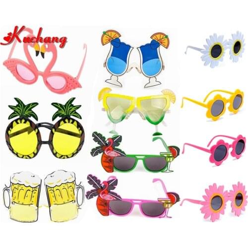 Hawaii Beach Party Pink Flamingo Party Tropical Decorations Funny Glasses Pineapple Sunglasses Summer Luau Hawaiian Party Event