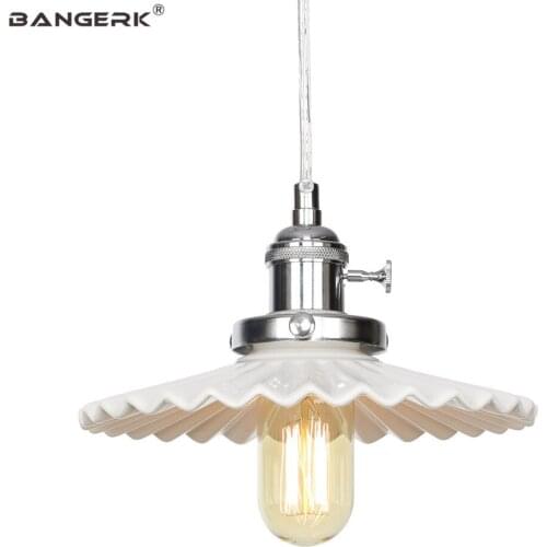 Nordic Design Ceramic Modern Pendant Lamp Loft Decor LED Hanging Light Iron Adjust Switch Dining Room Home Lighting Droplight