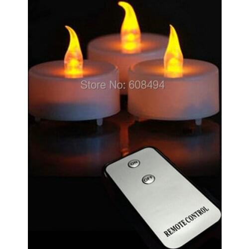 Battery operated LED AMBER Flicker Candles With Remote Control clear flamelessTealight lamp Home Wedding Party Decor-480pcs/lot
