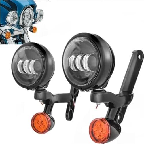 4 1/2 4.5" Led Auxiliary Fog Light Bracket With Turn Signal Lamp For Motorcycle Electra Street Glide Trike FLHXXX
