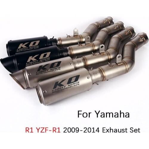 For Yamaha R1 YZF-R1 2009-2014 Motorcycle Exhaust Pipe Middle Link Pipe Slip On 51mm Mufflers Removable DB Killer Escape Pipe