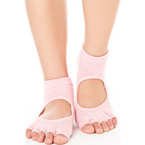 Five Gingers Women Yoga Socks Silicone Non Slip Pilates Socks Backless Breathable Fitness Fym Ballet Dance Cotton Sports Socks