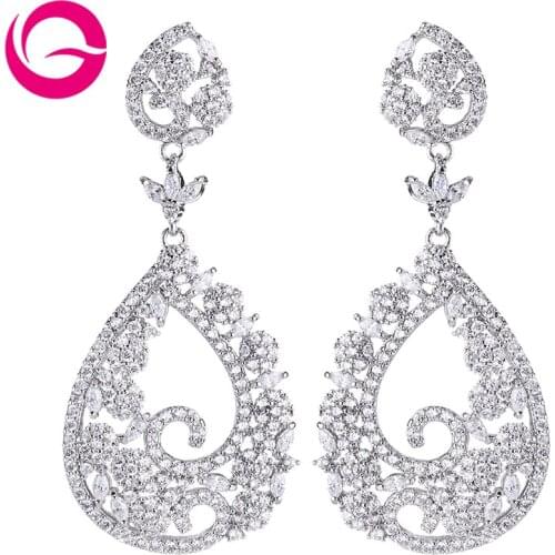 GAOLA New Cubic Zirconia Plant Shape Dangle Earrings For Women Christmas Gift GLE9048