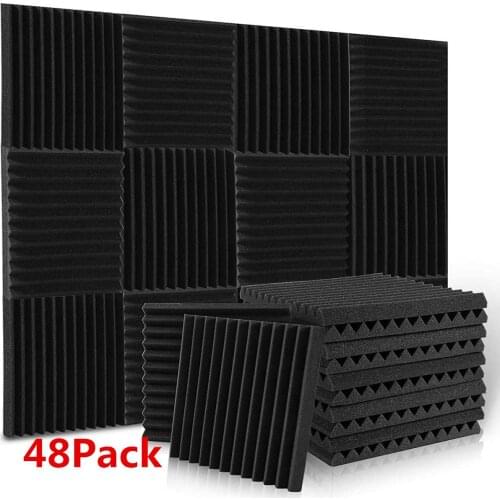 48pack Wedge Acoustic Foam Soundproofing Acoustic Isolator Acoustic Panel Sealing Rubber Home Studio 300x300x25mm