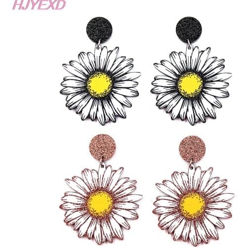 1pair)HP109 Acrylic Daisy Dangle Earrings Glitter Beach Women Jewelry
