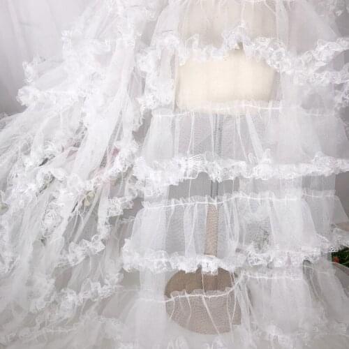 1Y/Lot DIY Craft Skirt Mesh LACE Multi-layer Lace Side Super Fairy Temperament Folds Lace Pleated Lace