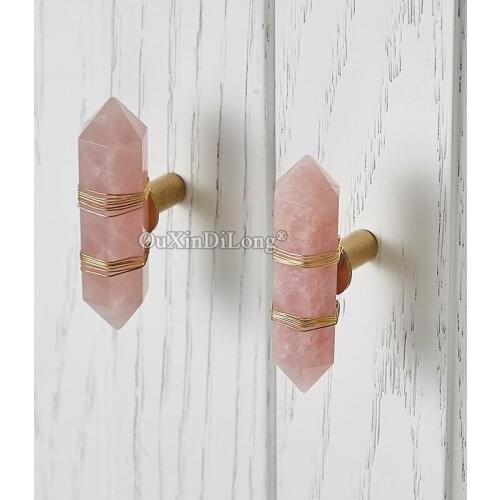Beauty 2PCS Luxury Natural Crystal+Brass Furniture Handles European Cupboard Wardrobe Drawer Wine Cabinet Pulls Handles & Knobs