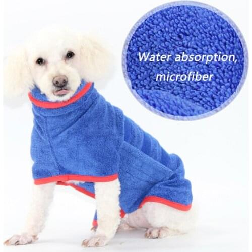 2021 New Style Solid Pet Bathrobe Cat Dogs Winter Coat Bath Pajamas Microfiber Absorbent Drying Towel for All Dog Breeds Pitbull