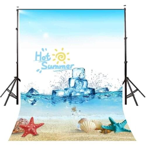 5x7ft Summer Style Backdrop Hot Summer Ocean Ice Cubes Cool Photography Background and Studio Photography Backdrop Props