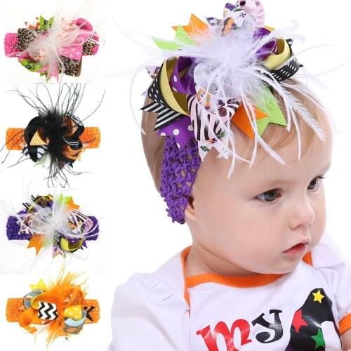 New Designer Infants Kids Head Band Hair Pin Two-Way 3-36M Baby Feather Bowknot Headbands Accessories For Children Hair 6pcs