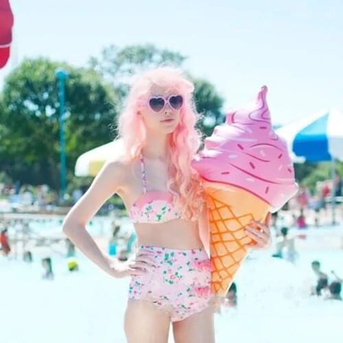 90cm Ice Cream Toy Float Inflatable Swimming Float for Pool Swim Ring Water Fun Pool Toys Hawaii Summer Beach Party Holiday Gift
