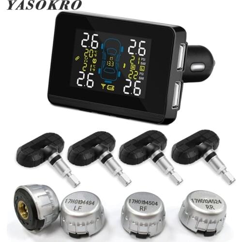 Car TPMS Tyre Pressure Monitoring System cigarette lighter Digital LCD Display Auto Security Alarm Systems Tyre Pressure