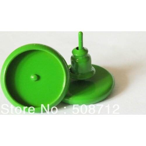 Free shipping!! 300sets /lot light green Color Fit 10mm Round Cabochon Settings Earring Post earring studs With Earring stopper