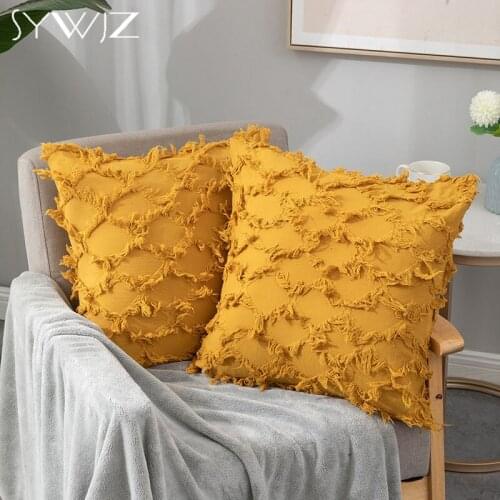 Boho Throw Pillows Cover Autumn New Decorative Plaid Tassel Macrame Jacquard Cushion Cover for Sofa Bed Living Room Hogar Decor