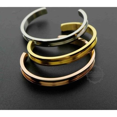 7x57MM Silver,Gold,Rose Gold Stainless Steel Bracelet Bangle with 4MM Width 1.5MM Depth Bezel DIY Supplies 1900175