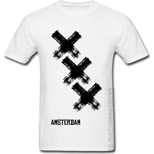 Black And White Tops & Tees Amsterdam Dry Brush Graphic T Shirts Normal Short Sleeve 100% Cotton Crew Neck Mens T Shirts