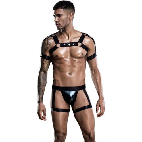Black Sexy Lingerie Gay Nightclub Bondage Costume Suit European and American Adult Bar Performance Clothes