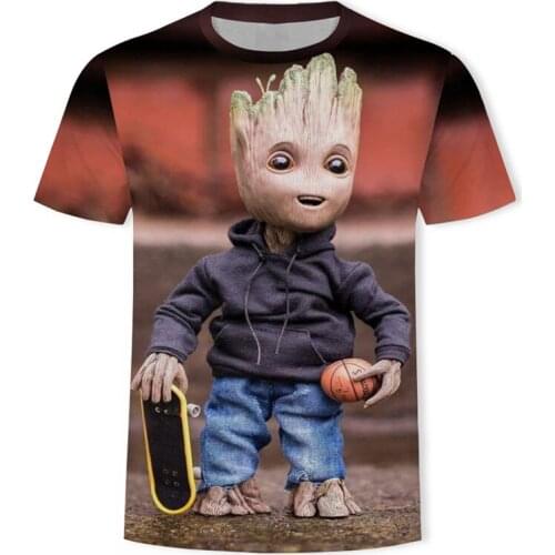 Cute Groot Warrior 3D Printed T-shirt Men Summer Short Sleeve T shirt Hip Hop Children Clothing Kid Funny Fashion Cartoon Tshirt