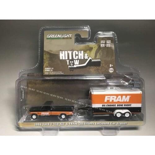 GREENLIGHT 1:64 1994 FORD F-150 XLT W ENCLOSED CAR TRAILER Alloy model car Metal toys for childen kids diecast gift