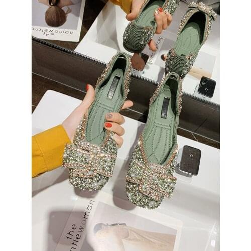 Exquisite rhinestone flat shoes 2021 spring and summer new all-match shallow mouth elegant temperament womens shoes