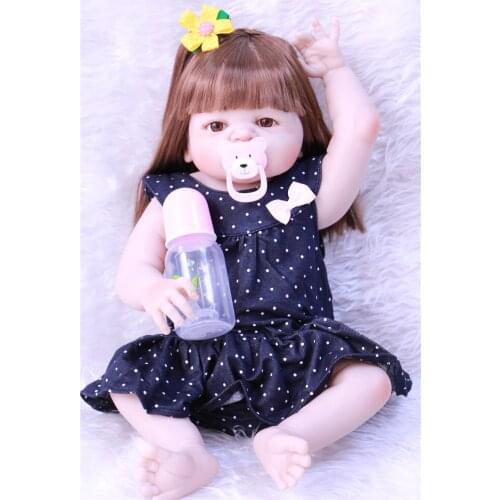 Girl reborn babies dolls 22" full silicone reborn baby dolls for children toys birthday gift bebe alive reborn bonecas