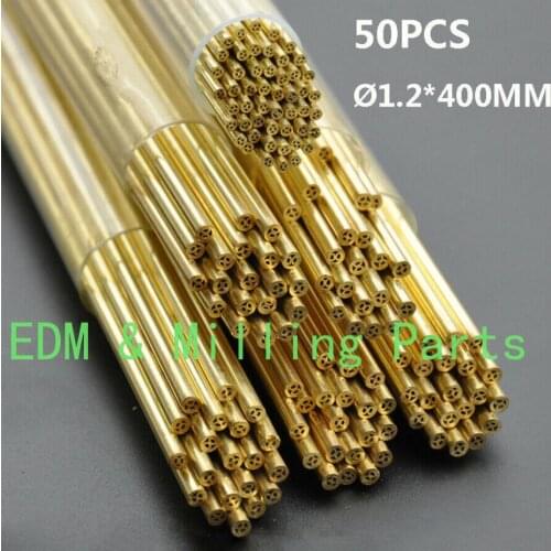 50PCS CNC EDM Drilling Machine Parts Multi-Hole Brass Electrode Tube 1.2*400MM For Drilling Machine Mill Part