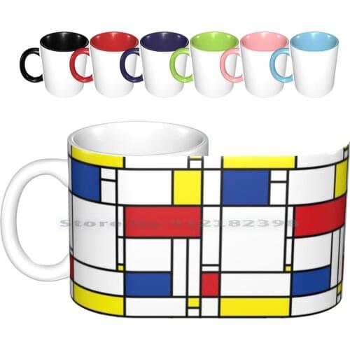 Mondrian Minimalist De Stijl Modern Art I.i ? Fatfatin Ceramic Mugs Coffee Cups Milk Tea Mug Fatfatin Artistic Mondrian