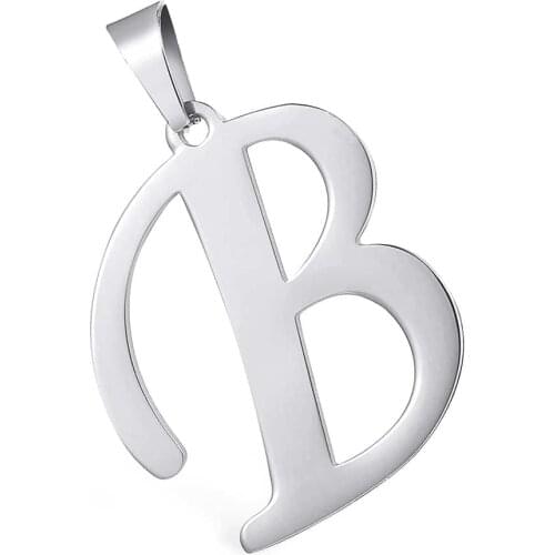 Mens Womens Letter Pendant Unisex Fashion Silver Color Smooth Stainless Steel Pendant For Women Men Jewelry Gifts LKP446