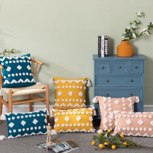 New Style Tassel Yellow Pink Blue Cute Pillowcase Modern Minimalist Straight By Stylish Cover Outdoor Cushions Floor Pillow
