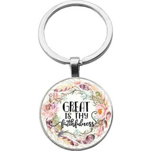 New Bible Scripture Keychain Glass Dome Pendant Keychain Bible Quote Jewelry Christian Faith Inspirational Gift