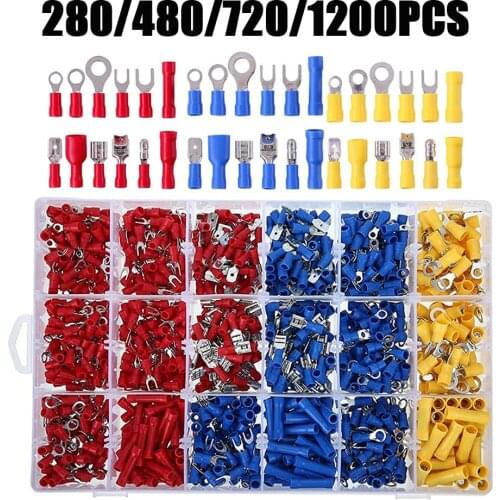 280pcs Crimp Spade Terminal Assorted Electrical Wire Cable Connector Kit Crimp Spade Insulated Ring Fork Spade Butt Set