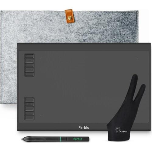 Parblo A610 Plus V2 Digital Tablet Graphics Drawing Tablets Battery-free Pen Support Pen Tilt and Android Phone with Cover Bag