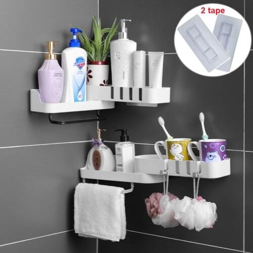 Punch-free Bathroom Shelf Towel Shelves Bath Corner 180 Rotating Storage Rack Wall Mounted Kitchen Rack Bathroom Organizer Shelf