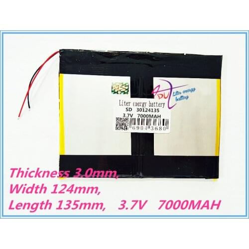 Polymer lithium ion battery 30124135 3.7V 7000MAH With plug For CH, Tablet PC Battery , Perfect quality of lar