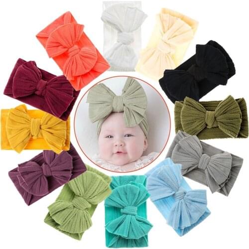 18Colors Baby Headband Wide Stretchy Nylon Hairband Headwrap Newborn Toddler Girls Elastic Hair Band Bow Turban Hair Accessoies