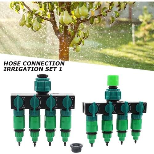 Garden Drip Irrigation 4 Way Tap Hose Splitter 4/7 8/11 Hose Pipe Connector Flowers Plants Lawns Agriculture Watering Kits