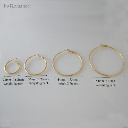MIN ORDER 10$ CAN MIX DESIGN/CARVED MOON SHAPE SURFACE FOUR STYLES YELLOW GOLD COLOR GP HOOP 0.87"/ 1.26" /1.73"/ 2.1" EARRING