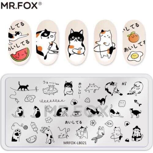 MRFOX Nail Stamping Plates Nail Template 3D Animal Geometric Line Flower Image Stamp Nail Art Stamp Image Template