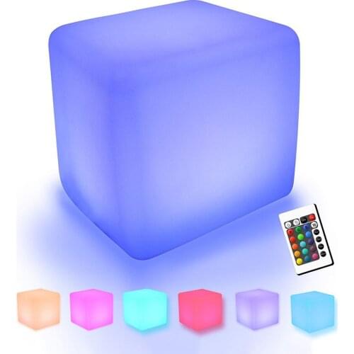 Thrisdar 1PC Remote Control LED Cube Night Light AAA Battery Powered Cordless Nursery Bedside Desk Lamp Dimmable Cube Mood Lamp