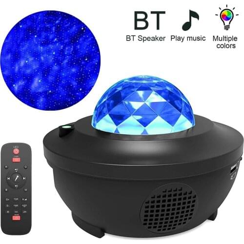 USB LED Star Night Light Music Starry Water Wave LED Projector Light Bluetooth Projector Sound-Activated Projector Light Decor
