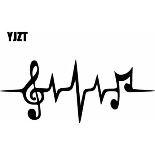 YJZT 15.1CM*6.4CM Musical Note Window Vinyl Decal Beautiful Car Sticker Black/Silver C27-0049