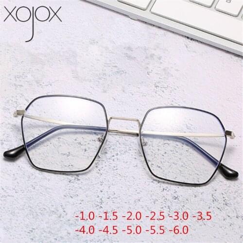 XojoX Irregular Finished Myopia Glasses Women Men Big Frame Prescription Anti-blue light Short-sighted Eyeglasses -2.0 -2.5 -3.0